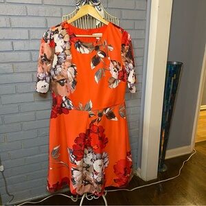 Vibrant Floral Short Sleeve Midi Dress from Dress Barn